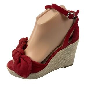 kate spade new york Tianna Espadrille Wedge Sandal Women's 6B Red Knotted Bow